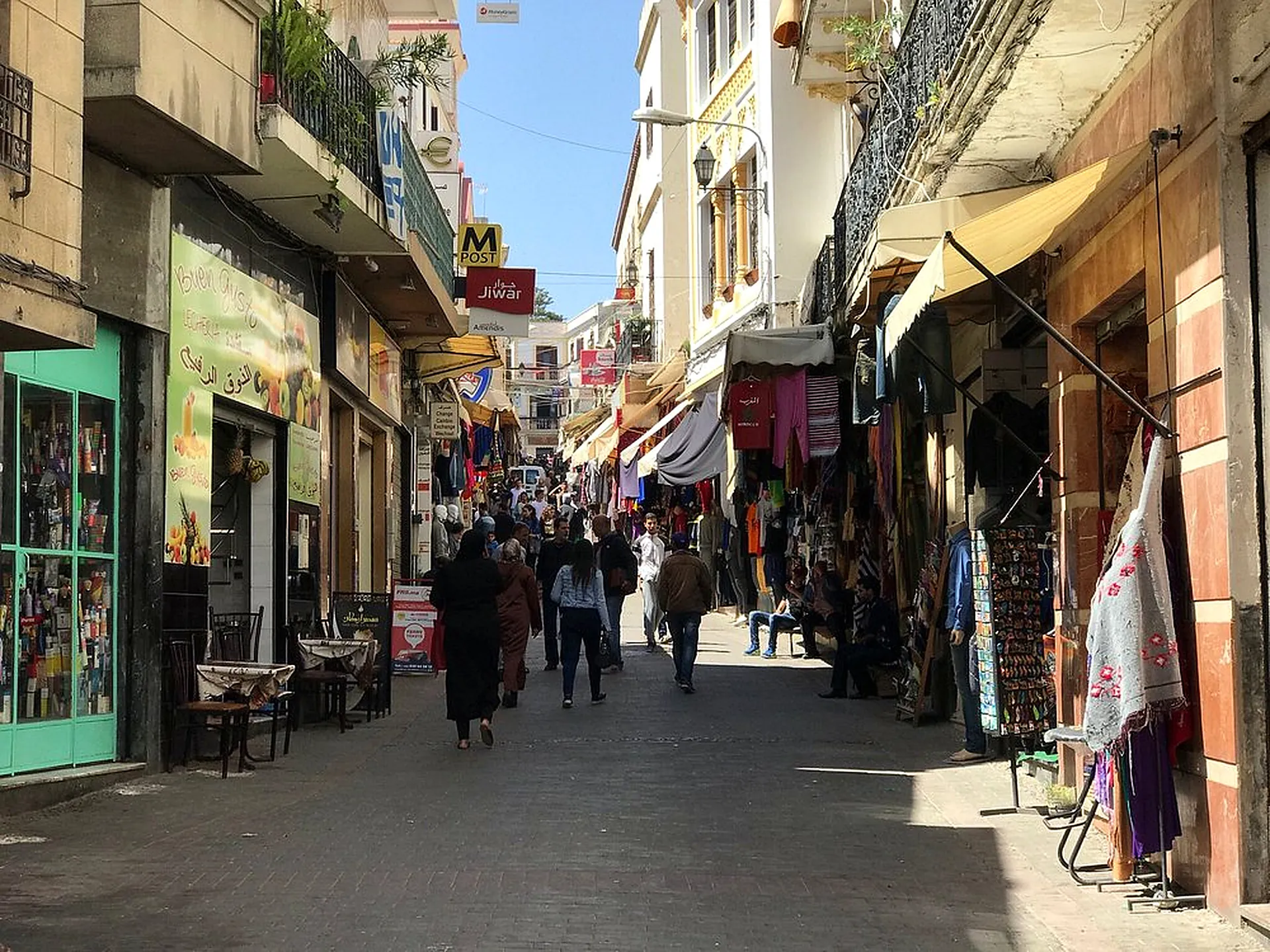 A busy shopping street in the Medina