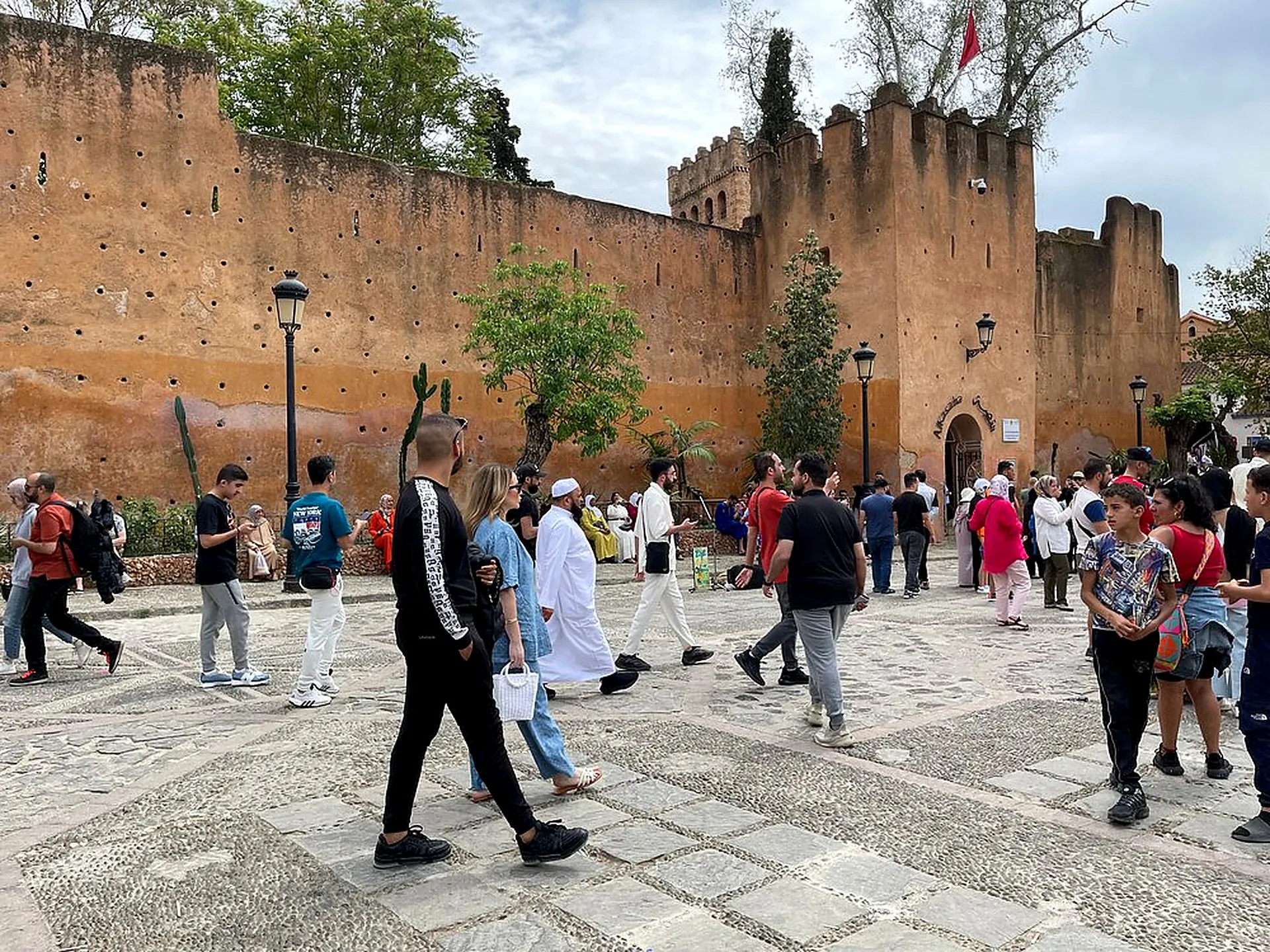 The red walls of the Kasbah in Chefchaouen