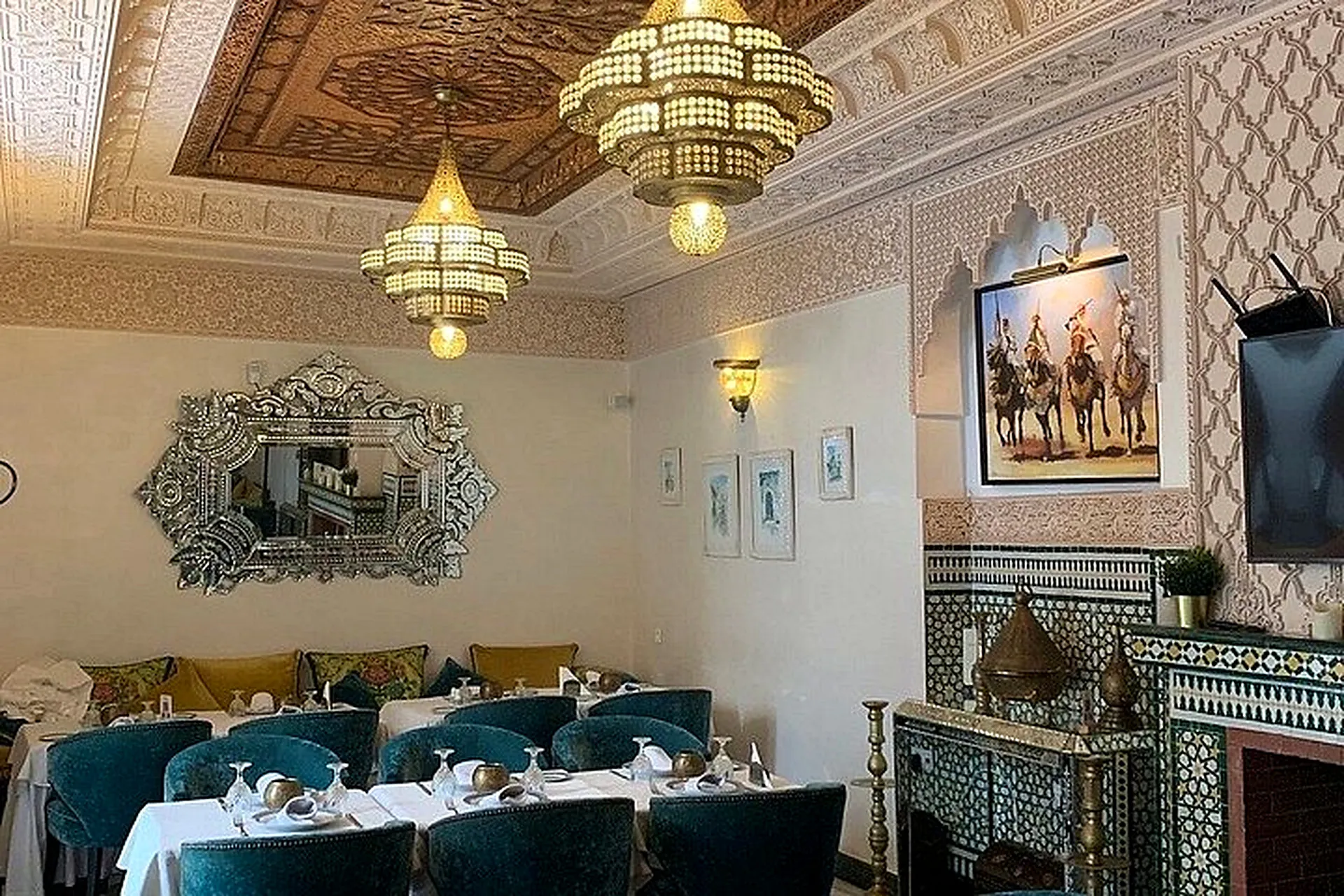 A traditional Moroccan restaurant interior