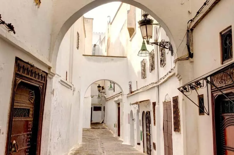 Whitewashed arches in Tetouan’s Andalusian Medina